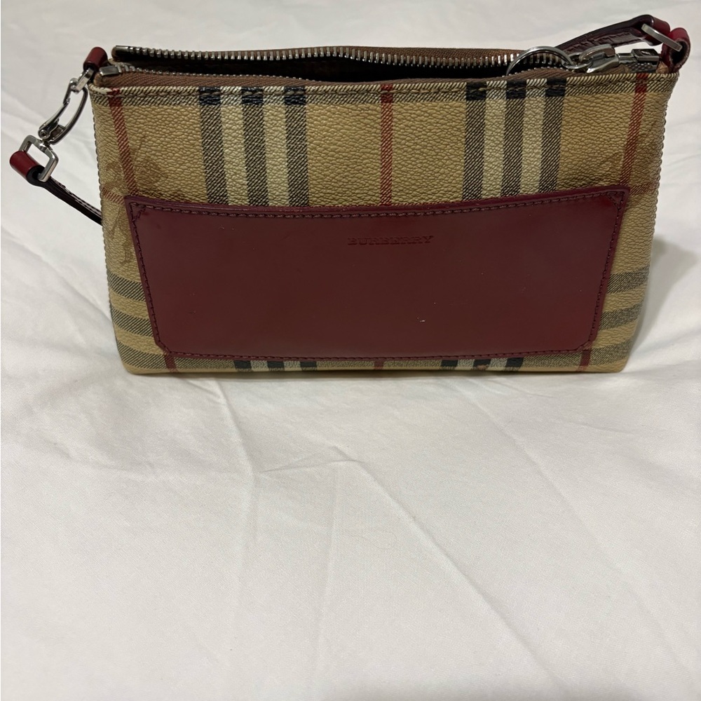Vintage Burberry Beige and Burgundy Plaid mini purse